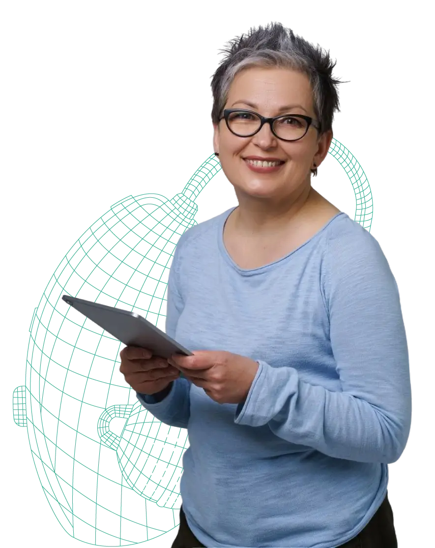 señora feliz Proceso simple para actualizar audífonos